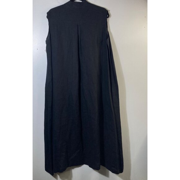 Womens Eskandar Neiman Marcus Linen Shirt Dress Duster Black Size 1 US 10/12 NWT - Picture 2 of 12